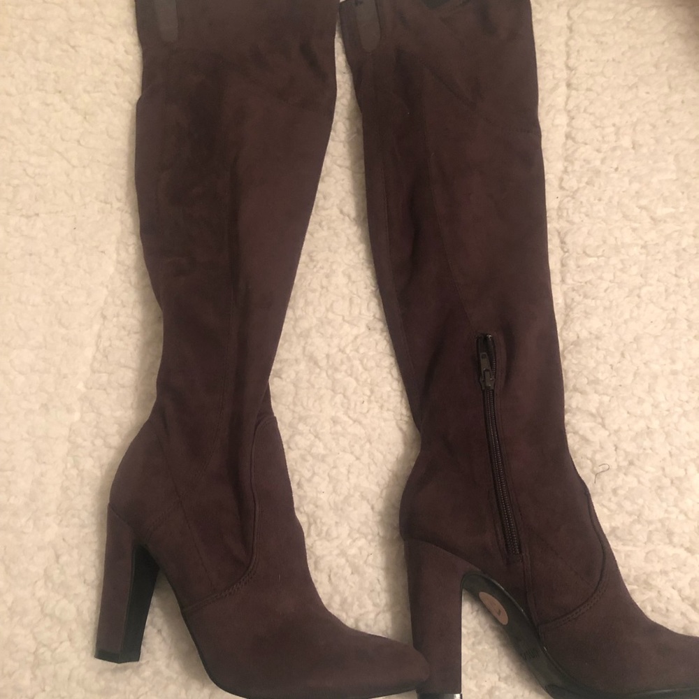 Charcoal thigh high boots
